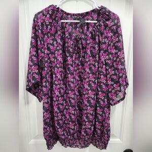 Lane Bryant Women's Plus Size 18/20 Purple Floral Shirt Top